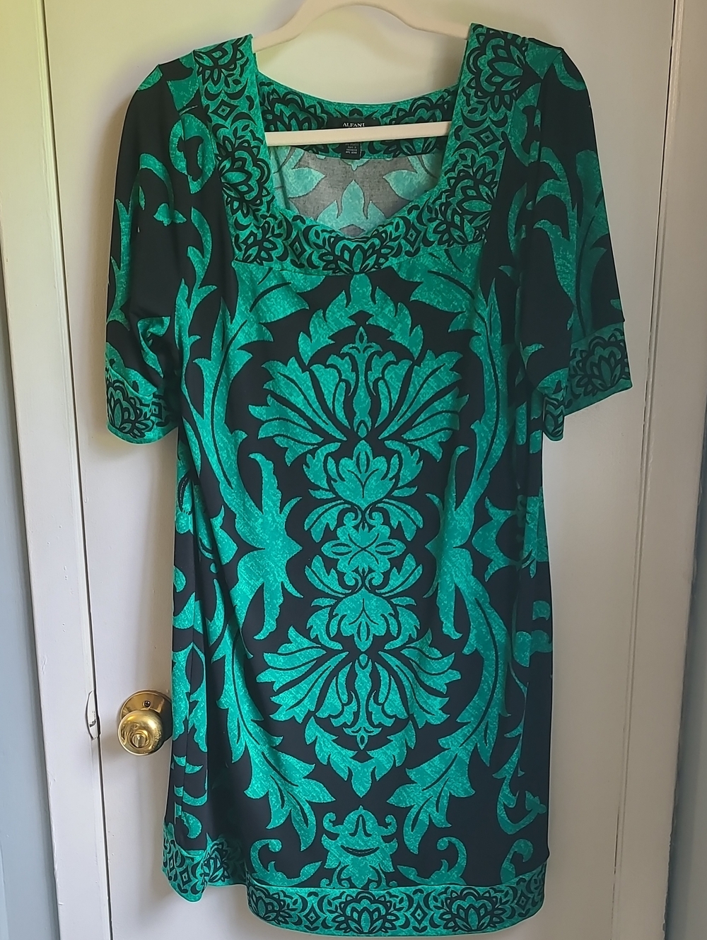 Alfani Women's Comfy Relaxed Non-iron Stretchy Short Sleeve Casual Dress Sz XL